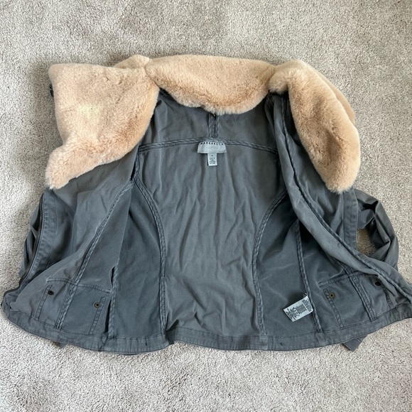 Anthropologie Gray Marrakech Faux Fur Collar Aviator Moto Jacket - Picture 4 of 6